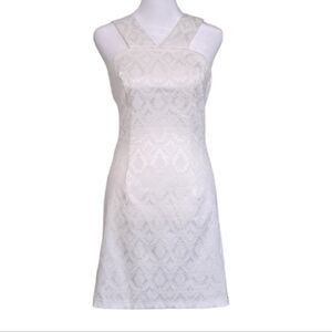 Guess  Dress Size Small Cream Jacquard  High Strap Mini Bodycon Dress Wedding
